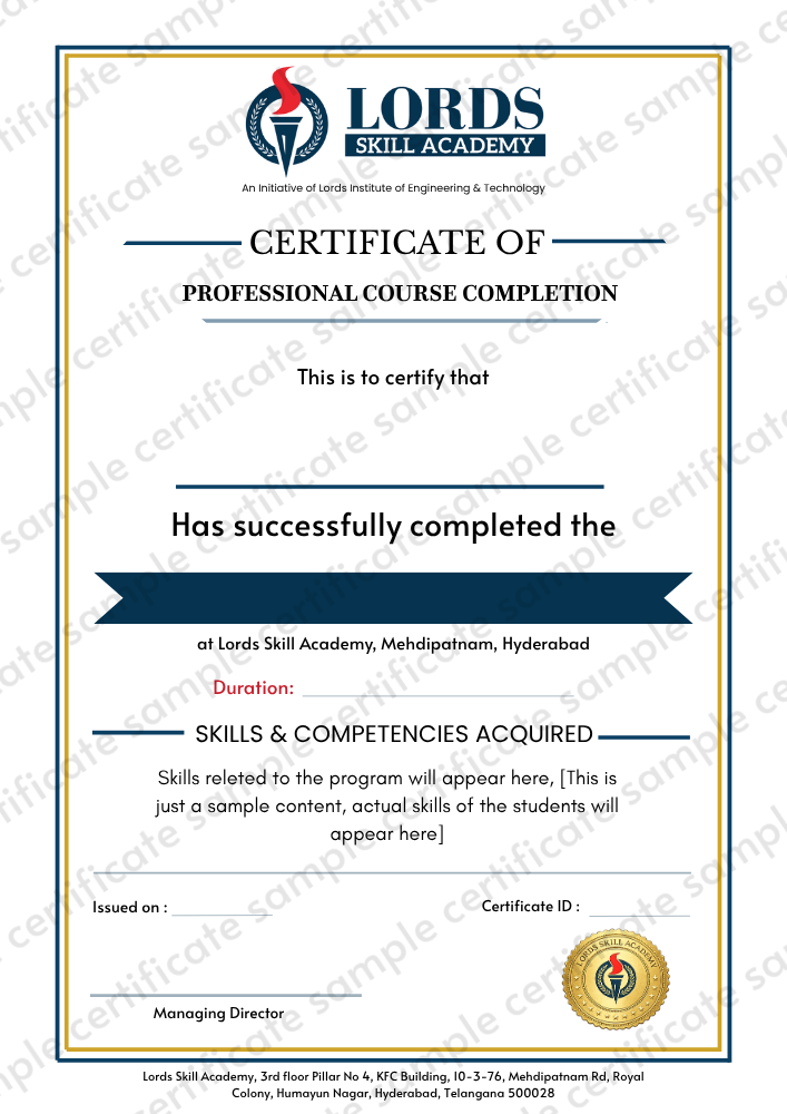 LSA sample certificate preview